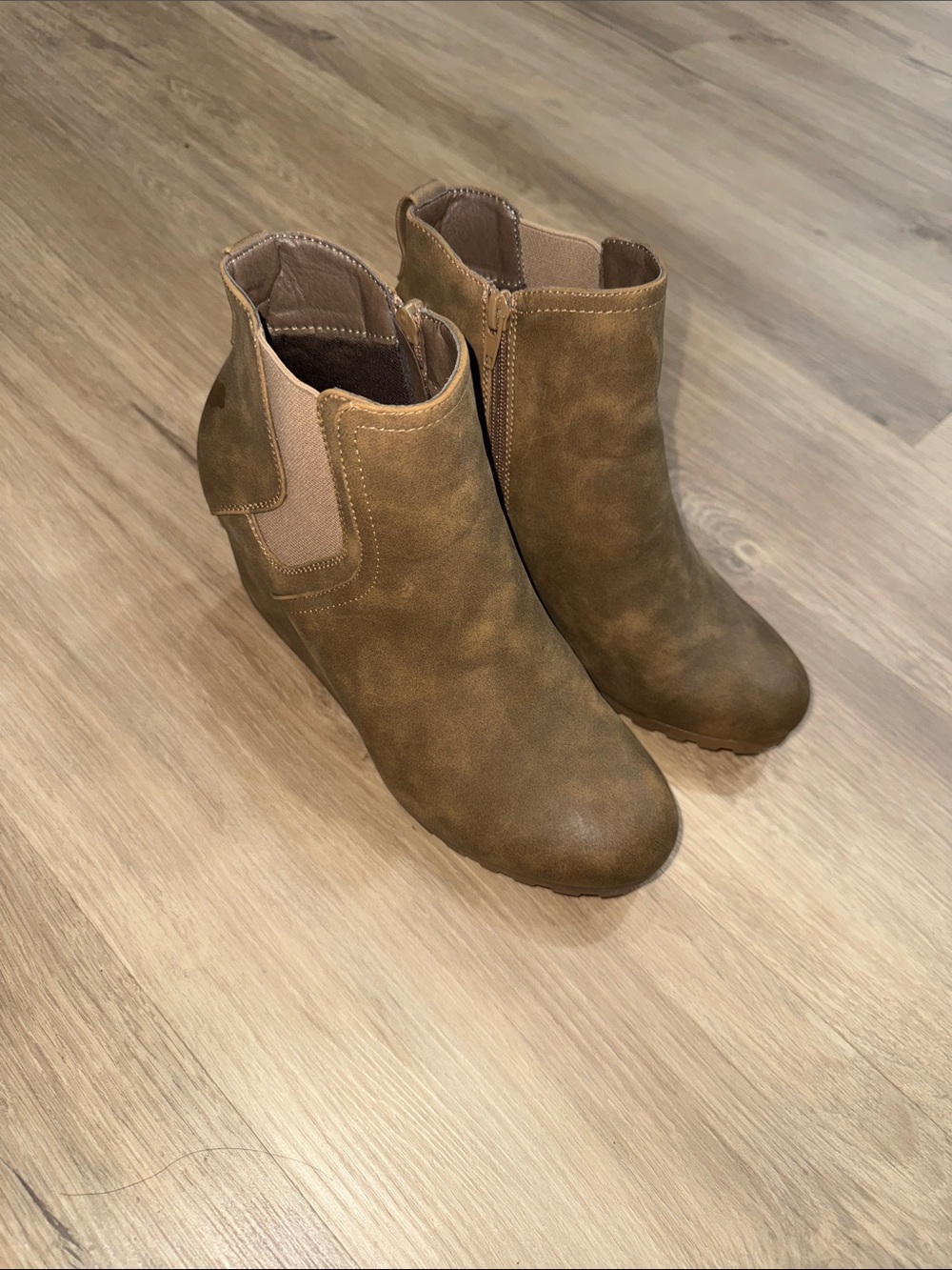Natural Reflections Brown Wedge Ankle Boots